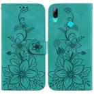 For Huawei P Smart 2019 Lily Embossed Leather Phone Case(Green) - 1