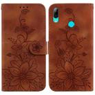 For Huawei P Smart 2019 Lily Embossed Leather Phone Case(Brown) - 1