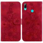 For Huawei P Smart 2019 Lily Embossed Leather Phone Case(Red) - 1