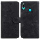 For Huawei P Smart 2019 Lily Embossed Leather Phone Case(Black) - 1