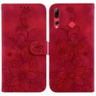 For Huawei P Smart+ 2019 / Enjoy 9s Lily Embossed Leather Phone Case(Red) - 1