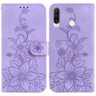 For Huawei P30 Lite / nova 4e Lily Embossed Leather Phone Case(Purple) - 1