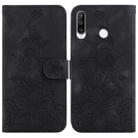 For Huawei P30 Lite / nova 4e Lily Embossed Leather Phone Case(Black) - 1