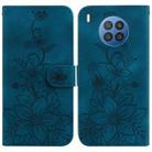 For Huawei nova 8i / Honor 50 Lite Lily Embossed Leather Phone Case(Dark Blue) - 1