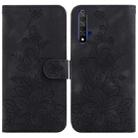 For Huawei nova 5T / Honor 20 Lily Embossed Leather Phone Case(Black) - 1