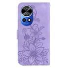 For Huawei nova 12 Pro Lily Embossed Leather Phone Case(Purple) - 3