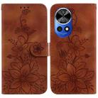 For Huawei nova 12 Pro Lily Embossed Leather Phone Case(Brown) - 1