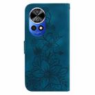 For Huawei nova 12 Pro Lily Embossed Leather Phone Case(Dark Blue) - 3