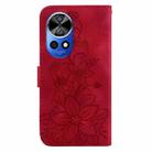 For Huawei nova 12 Pro Lily Embossed Leather Phone Case(Red) - 3