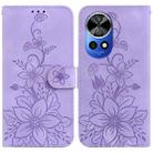 For Huawei nova 12 Ultra Lily Embossed Leather Phone Case(Purple) - 1