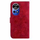 For Huawei nova 12 Ultra Lily Embossed Leather Phone Case(Red) - 3