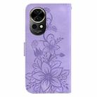 For Huawei nova 12 Lily Embossed Leather Phone Case(Purple) - 3