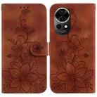 For Huawei nova 12 Lily Embossed Leather Phone Case(Brown) - 1