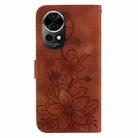 For Huawei nova 12 Lily Embossed Leather Phone Case(Brown) - 3