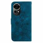 For Huawei nova 12 Lily Embossed Leather Phone Case(Dark Blue) - 3