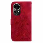 For Huawei nova 12 Lily Embossed Leather Phone Case(Red) - 3