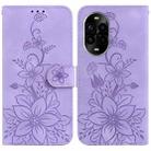 For Huawei nova 13 Pro Lily Embossed Leather Phone Case(Purple) - 1