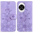 For Huawei nova 14 Lily Embossed Leather Phone Case(Purple) - 1