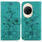For Huawei nova 14 Ultra Lily Embossed Leather Phone Case(Green) - 1