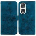 For Honor 90 Lily Embossed Leather Phone Case(Dark Blue) - 1