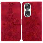 For Honor 90 Lily Embossed Leather Phone Case(Red) - 1