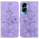 For Honor 90 Lite Lily Embossed Leather Phone Case(Purple) - 1