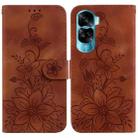 For Honor 90 Lite Lily Embossed Leather Phone Case(Brown) - 1