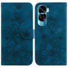 For Honor 90 Lite Lily Embossed Leather Phone Case(Dark Blue) - 1