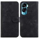 For Honor 90 Lite Lily Embossed Leather Phone Case(Black) - 1