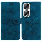 For Honor 90 Pro Lily Embossed Leather Phone Case(Dark Blue) - 1