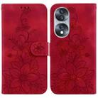 For Honor 70 Lily Embossed Leather Phone Case(Red) - 1