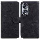 For Honor 70 Lily Embossed Leather Phone Case(Black) - 1