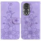 For Honor 80 Lily Embossed Leather Phone Case(Purple) - 1