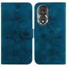 For Honor 80 Lily Embossed Leather Phone Case(Dark Blue) - 1