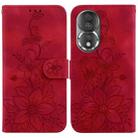 For Honor 80 Lily Embossed Leather Phone Case(Red) - 1