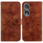 For Honor 80 Pro Lily Embossed Leather Phone Case(Brown) - 1