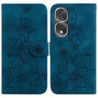 For Honor 80 Pro Lily Embossed Leather Phone Case(Dark Blue) - 1