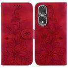 For Honor 80 Pro Lily Embossed Leather Phone Case(Red) - 1