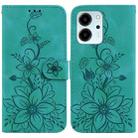 For Honor 80 SE Lily Embossed Leather Phone Case(Green) - 1