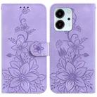 For Honor 80 SE Lily Embossed Leather Phone Case(Purple) - 1