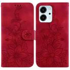 For Honor 80 SE Lily Embossed Leather Phone Case(Red) - 1