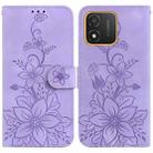 For Honor X5 Lily Embossed Leather Phone Case(Purple) - 1