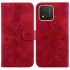 For Honor X5 Lily Embossed Leather Phone Case(Red) - 1