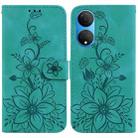 For Honor X7 Lily Embossed Leather Phone Case(Green) - 1