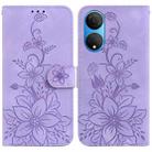 For Honor X7 Lily Embossed Leather Phone Case(Purple) - 1