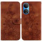 For Honor X7 Lily Embossed Leather Phone Case(Brown) - 1