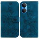 For Honor X7 Lily Embossed Leather Phone Case(Dark Blue) - 1
