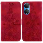 For Honor X7 Lily Embossed Leather Phone Case(Red) - 1