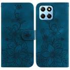 For Honor X8 5G Lily Embossed Leather Phone Case(Dark Blue) - 1