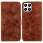 For Honor X8 Lily Embossed Leather Phone Case(Brown) - 1